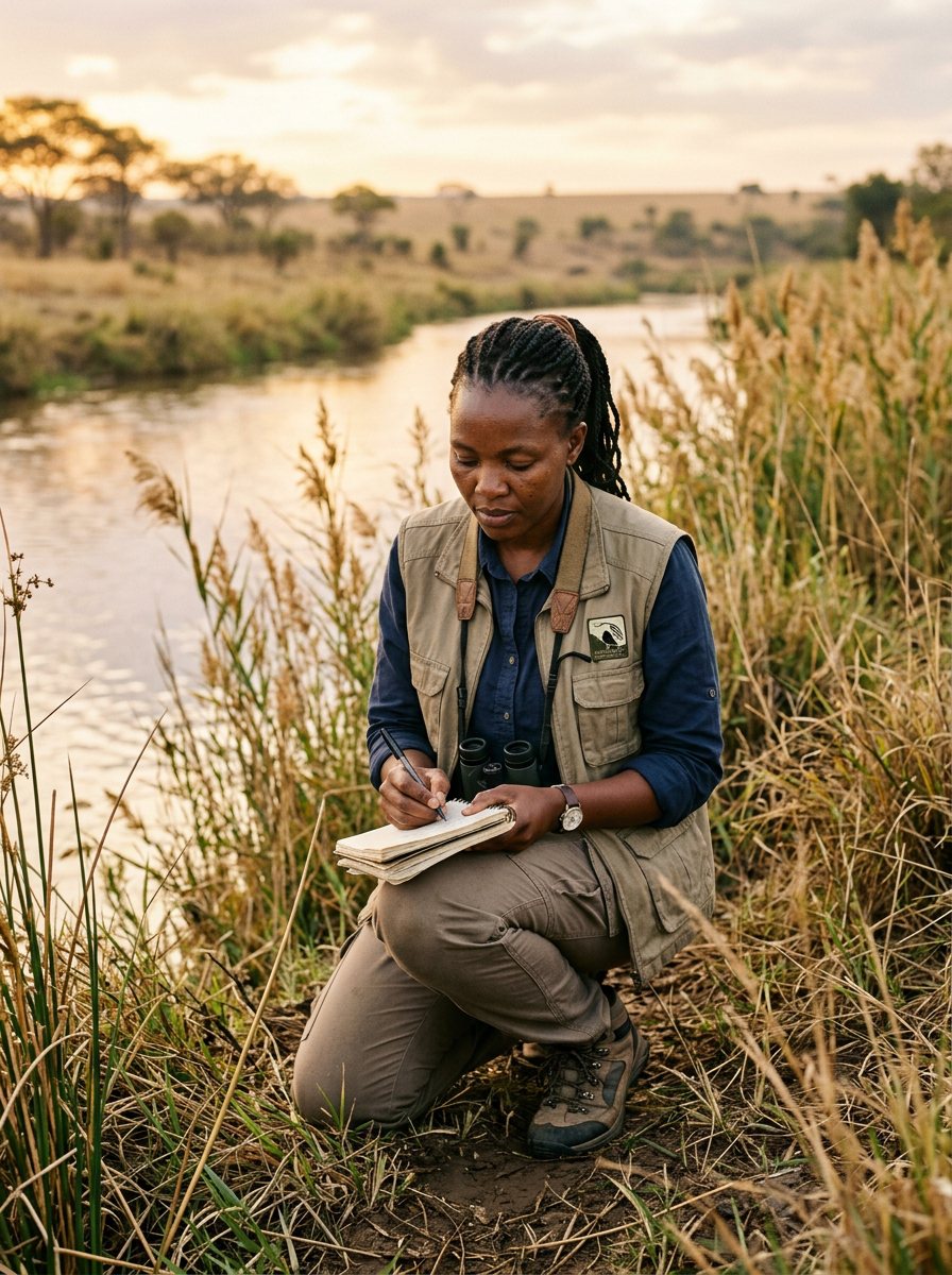 A woman leader working in the field