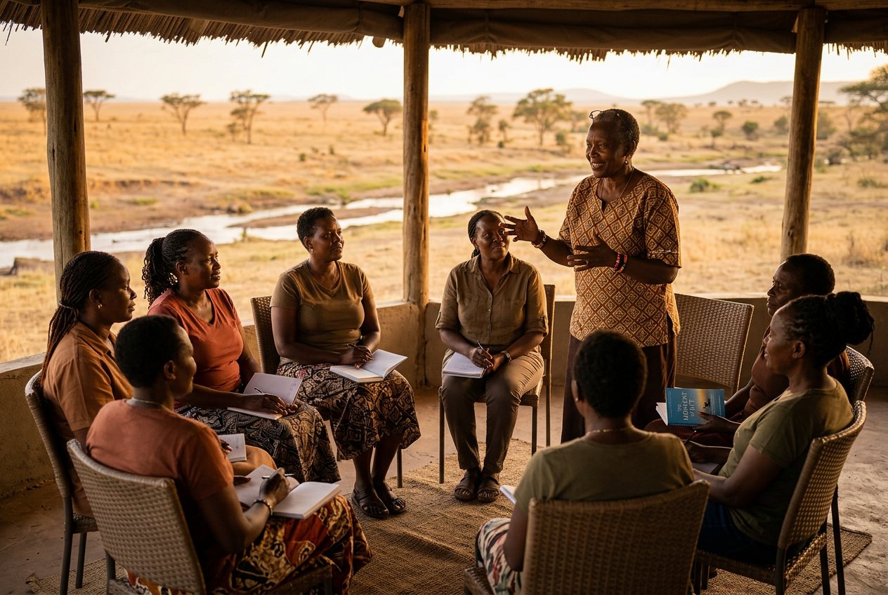 A woman leader working in the field